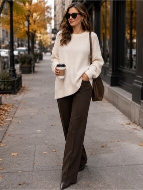 SOFT SURROUNDINGS Women's Ivory Off White Oversized Tunic Sweater L